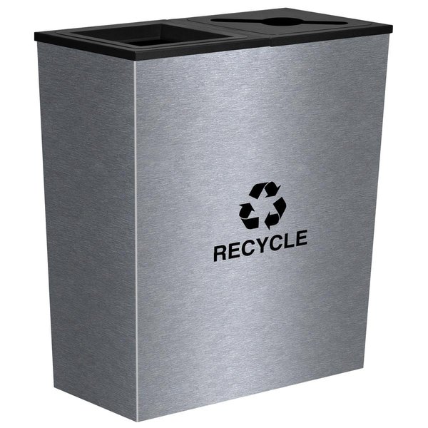 Ex-Cell Kaiser Ex-Cell Kaiser RC-MTR-2 SS tapered recycling receptacle Two Stream unit- stainless steel finish RC-MTR-2 SS